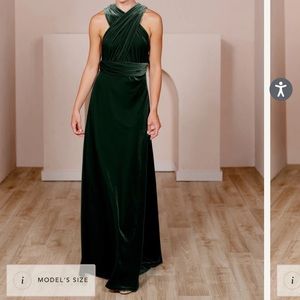 Revelry Velvet Micah Convertible Dress in Emerald